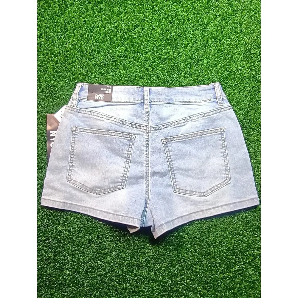 Madden NYC Light Wash Studded Denim Shorts - Size 4 NWT